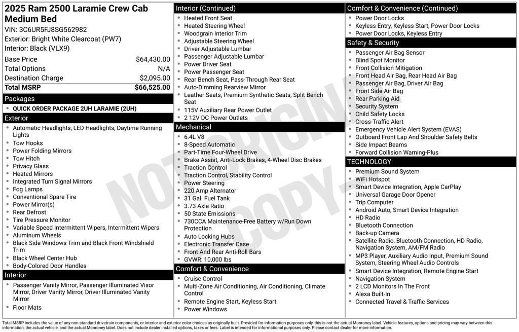 ram ram 2500 pickup 2025 3C6UR5FJ8SG562982 image ram ram 2500 pickup 2025 3C6UR5FJ8SG562982 image